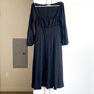 Reformation Jeans Pippa Black Midi Dress Size L Coquette Goth Grunge Stretchy